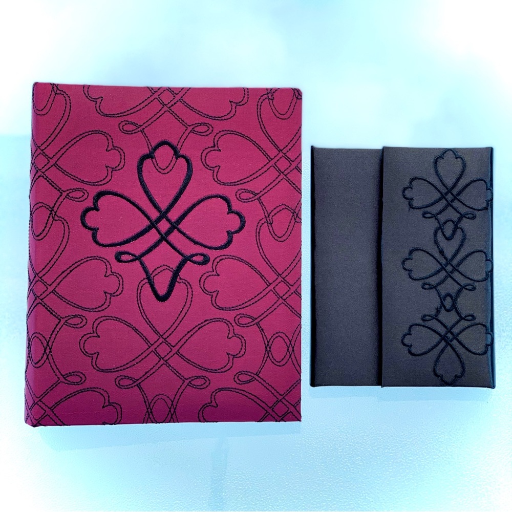 Maroon and Black Satin Photo Album 2 Book Gift Set